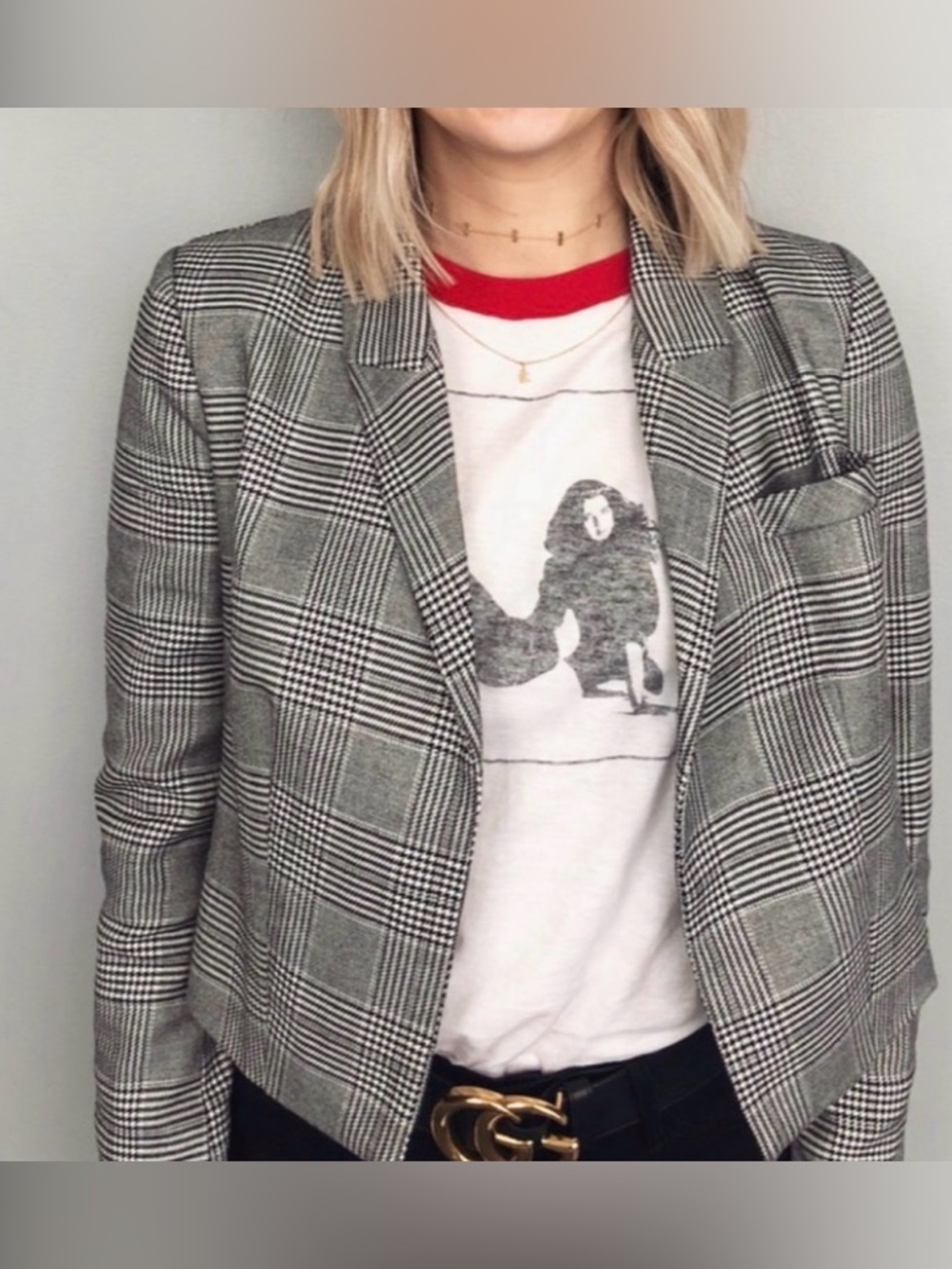 AFRM Cropped Plaid Blazer